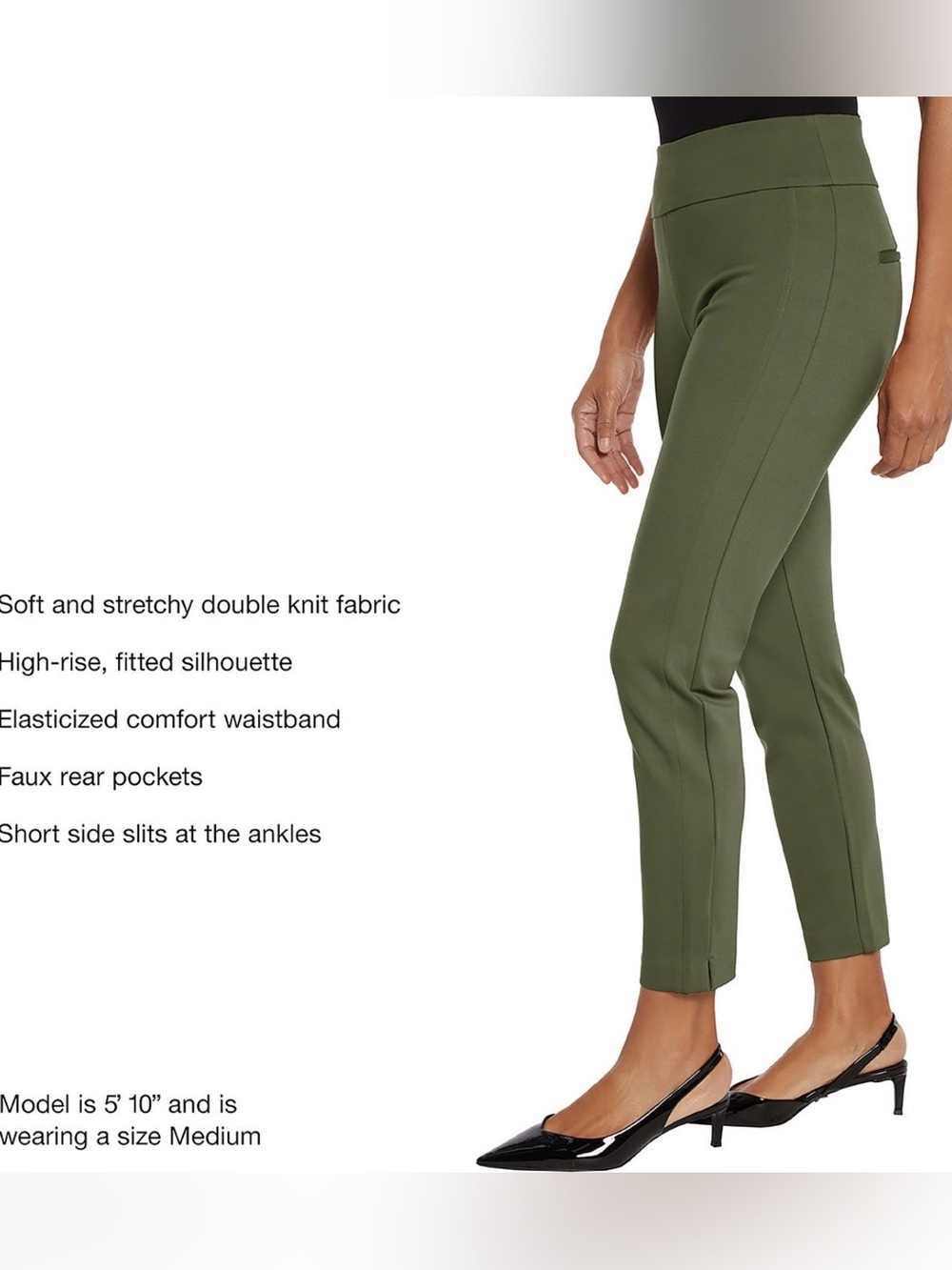EXPRESS ankle length pull on Olive Green Stretch pants